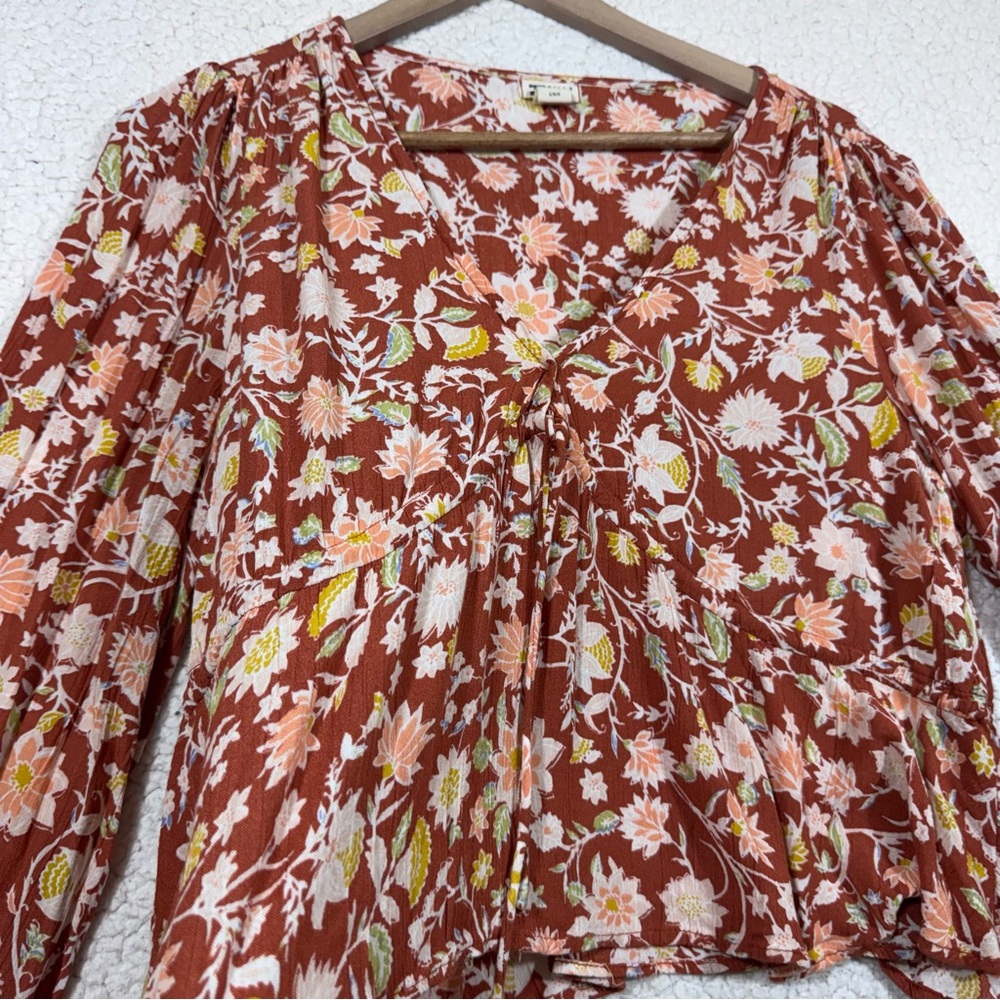 Billabong Womens Time Goes By Cropped Peplum Top Size L Peasant Boho - Picture 5 of 9